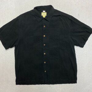 Joseph & Feiss Shirt Mens XL Black Short Sleeve 100% Silk Lightweight Button Up